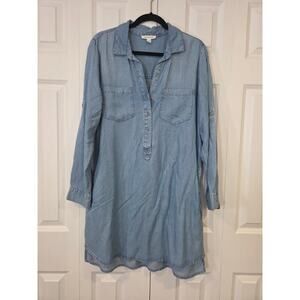 Beach Lunch Lounge Phoebe Chambray Shirt Blue Dress Pockets Large